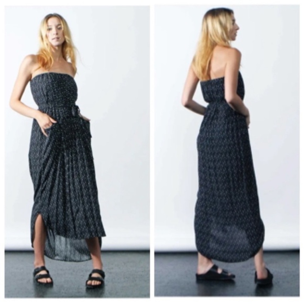 Malia Mills Joan Strapless Polka Dot Maxi Dress Black Women's Size‎ 6 New